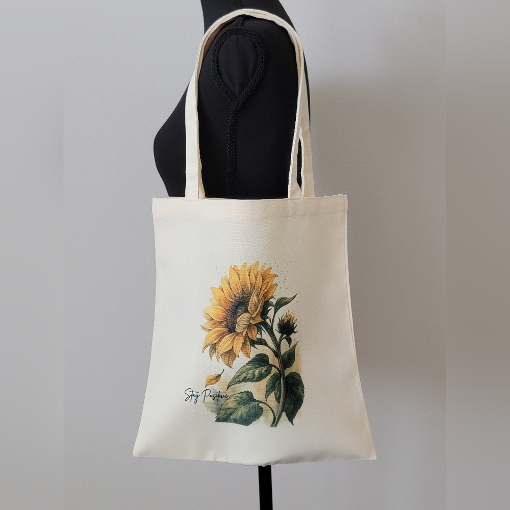 Cream Sunflower Tote Bag